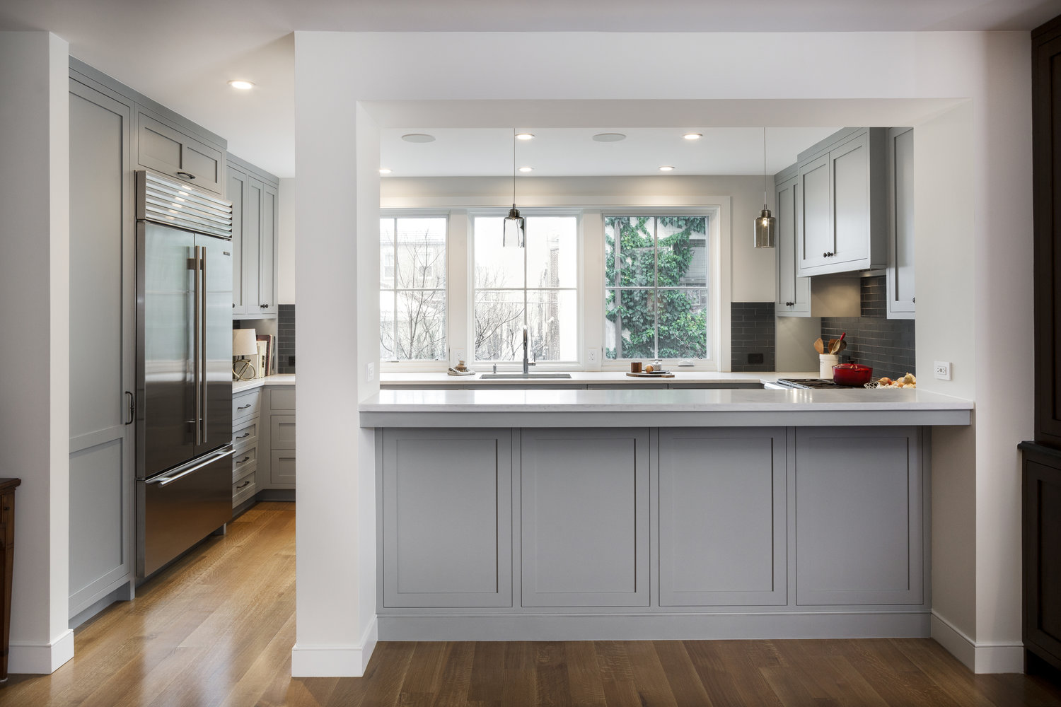 Light Grey Hampton style Kitchen cabinets